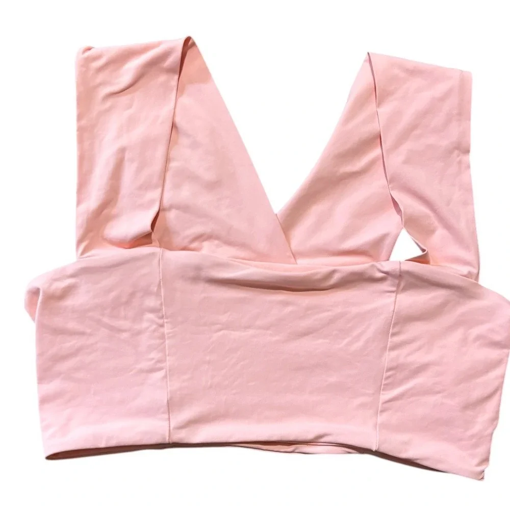 L*Space Swim Parker Peach Square Neck,‎ Wide Strap, V-Back, Bikini Top XL NWOT